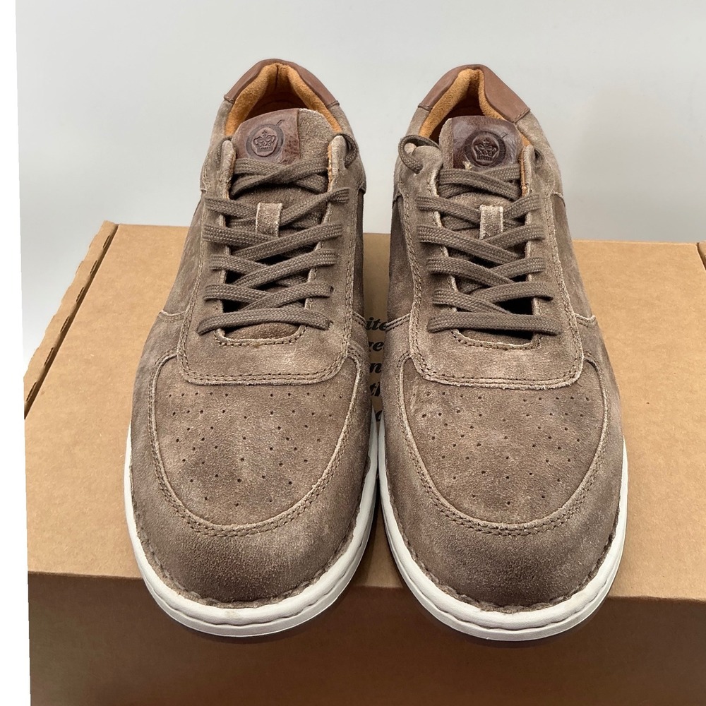 Born Mens Suede Leather Sneakers Taupe Brown Lace Up Low Top EM0008355 11M